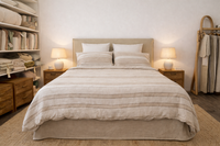 Palmabeds Lazy linen storage bed with upholstered headboard and natural bedroom styling