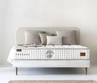 ORGANIC eco luxury hybrid mattress on upholstered bed