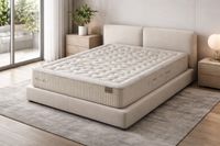 MERINO natural firm support mattress on upholstered bed MERINO natural firm support mattress on upholstered bed