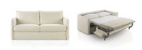 Front view of sofa bed and Italian opening mechanism fully unfolded with built-in mattress. Front view of sofa bed and Italian opening mechanism fully unfolded with built-in mattress.