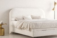 Stauraumbasis MOON mit gepolstertem Bezug, kombiniert mit dem gebogenen Kopfteil ZOLE Stauraumbasis MOON mit gepolstertem Bezug, kombiniert mit dem gebogenen Kopfteil ZOLE