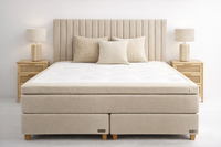 Continental Nobel boxspring bed with Plisse headboard; in beige color