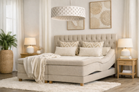 Ställbar svensk boxspring-säng QUEEN med motoriserat system och ergonomisk sovkomfort. Ställbar svensk boxspring-säng QUEEN med motoriserat system och ergonomisk sovkomfort.